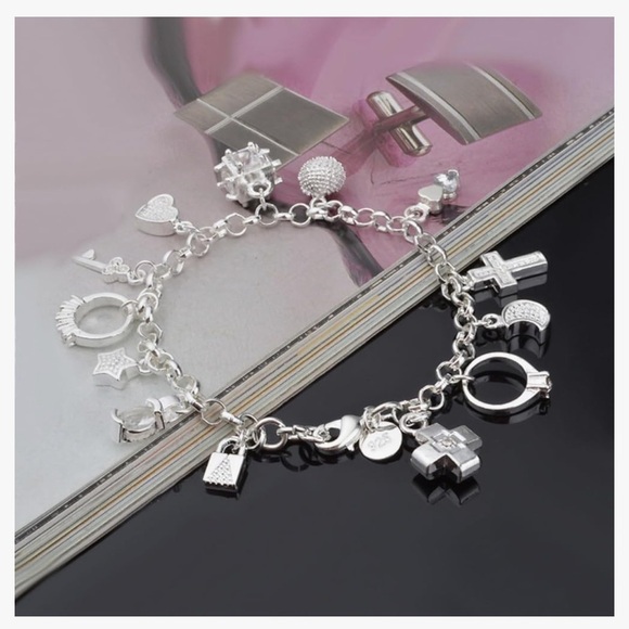 Jewelry - Thirteen Hanging Pieces Bracelet Lucky Myth Charms Cross Heart Star Bracelets